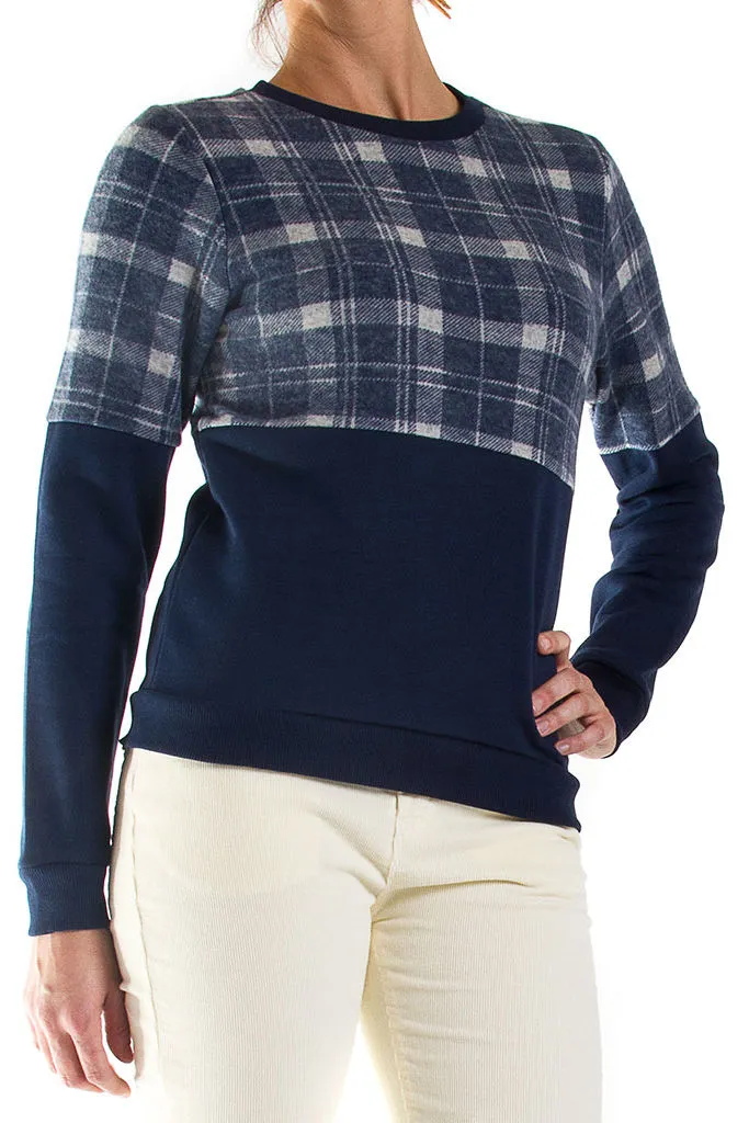 Carrera  ---------    ------------Felpa girocollo a quadri - Beige/blu